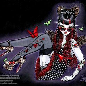Toni Rockabilly Schmetterling Tattoo Engel Fee Leinwand ACEO