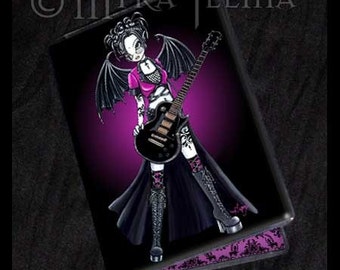 Black Beauty Guitar Fairy Business Card Holder Leslie