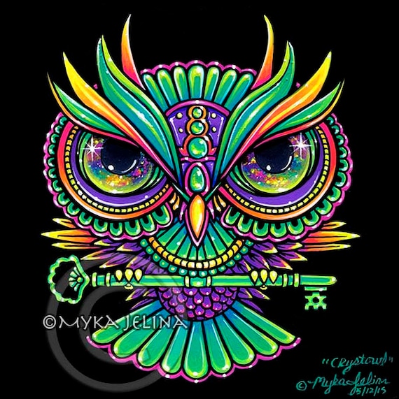 Crystowl Psychedelic Rainbow Key Owl Trippy Hippie - Etsy Canada