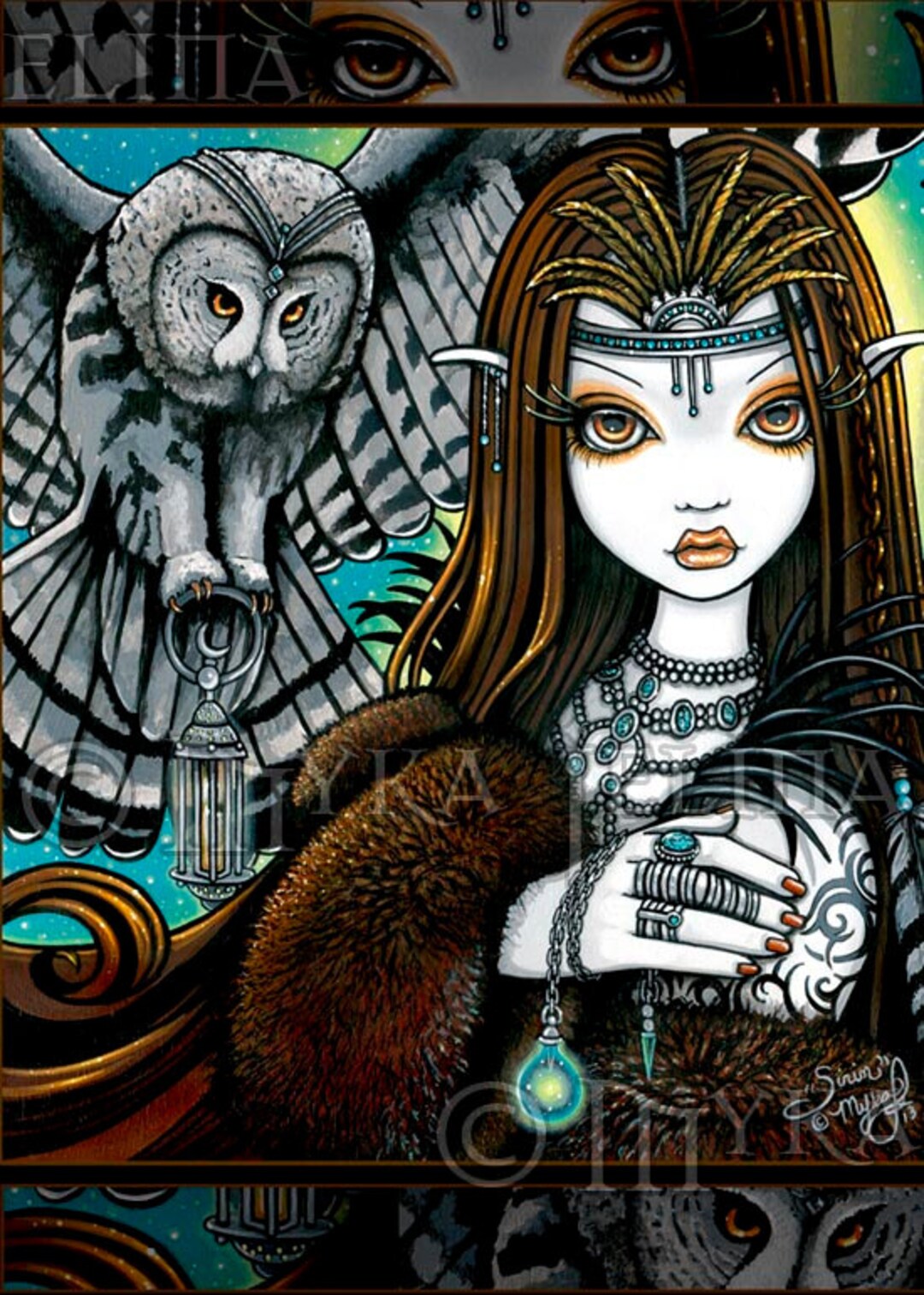 Sirin Tribal Owl Goddess Angel Fairy Canvas ACEO - Etsy