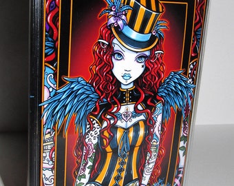Layla Sideshow Circus Tattoo Angel Top Hat Fairy Fantasy Vinyl Business Card Holder Myka Jelina Art