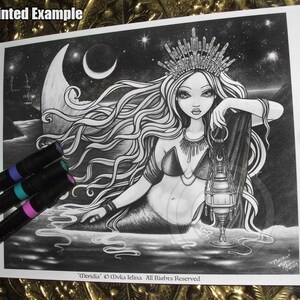 Meridia Grayscale Digital Download Coloring Page Mermaid Myka Jelina Art Siren Seascape image 2