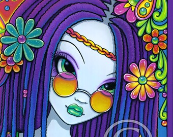 Good Vibes Musical Hippie Fantasy Signed Prints Guitar Boho