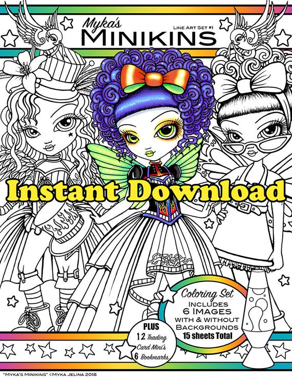 Myka's Minikins Fairy Coloring Book: Line Art Set 1 (Digital Download)