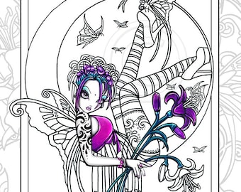 Big Eyed Fairy Coloring Pages: Angel Art Line Work (Set 8)