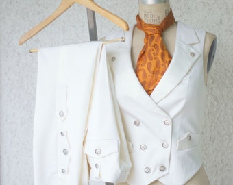 White Wedding Suit---A Women's Steampunk Vest Tuxedo