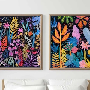 Tropical Floral Art Print: Whimsical Botanical Illustration (Digital Download)