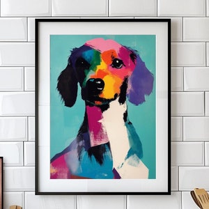 Buntes Abstraktes Hunde Portrait: Moderner Kunstdruck (Digitaler Download)
