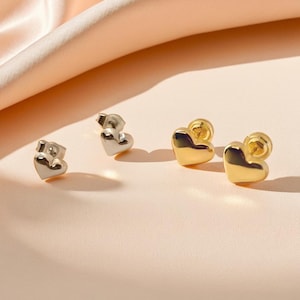 Tiny Gold Heart Studs, Everyday Wear Jewellery, Dainty Style Heart Earrings, Love Fashion Design, Elegant Jewellery, Cute Anniversary Gif