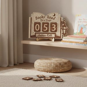 Custom Book Tracker, Books Read This Year Counter, Reading Challenge Tracker, Mini Bookshelf Decor, Gift for Book Lovers
