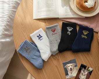 Personalized Pet Socks – Custom Dog & Cat Face Embroidered Name Socks, Gift for  Lovers