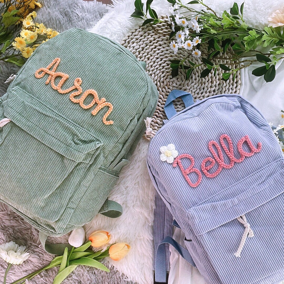 Personalized Corduroy Backpack: Custom Embroidered School Bag - Etsy