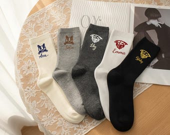 Personalized Pet Socks – Custom Dog & Cat Face Embroidered Name Socks, Gift for  Lovers