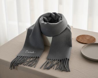 Personalized Name Scarf, Custom Embroidered Winter Scarf,Christmas Gift for Her