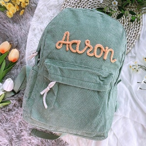 Sac à dos personnalisé, sac à dos pour fille, sac à dos pour enfant, sac à dos brodé, sac à dos en velours côtelé, sac à dos pour chambre d'enfant, cartable personnalisé