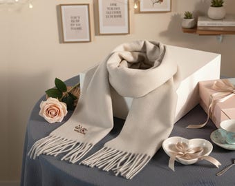 Custom Embroidered Name Scarf, Personalized Valentine’s Scarf, Romantic Gift for Her, Couples Winter Scarf