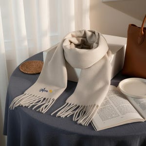 Personalized Name Scarf, Custom Embroidered Winter Scarf,Christmas Gift for Her