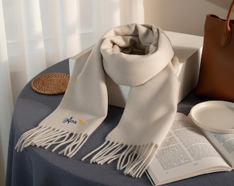 Personalized Name Scarf, Custom Embroidered Winter Scarf,Christmas Gift for Her