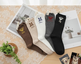 Personalized Pet Socks – Custom Dog & Cat Face Embroidered Name Socks, Gift for  Lovers