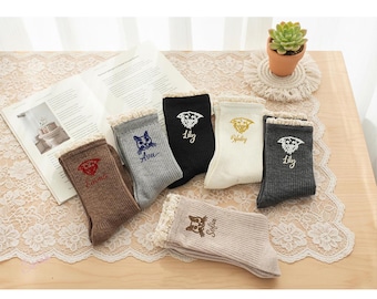 Personalized Pet Socks – Custom Dog & Cat Face Embroidered Name Socks, Gift for  Lovers