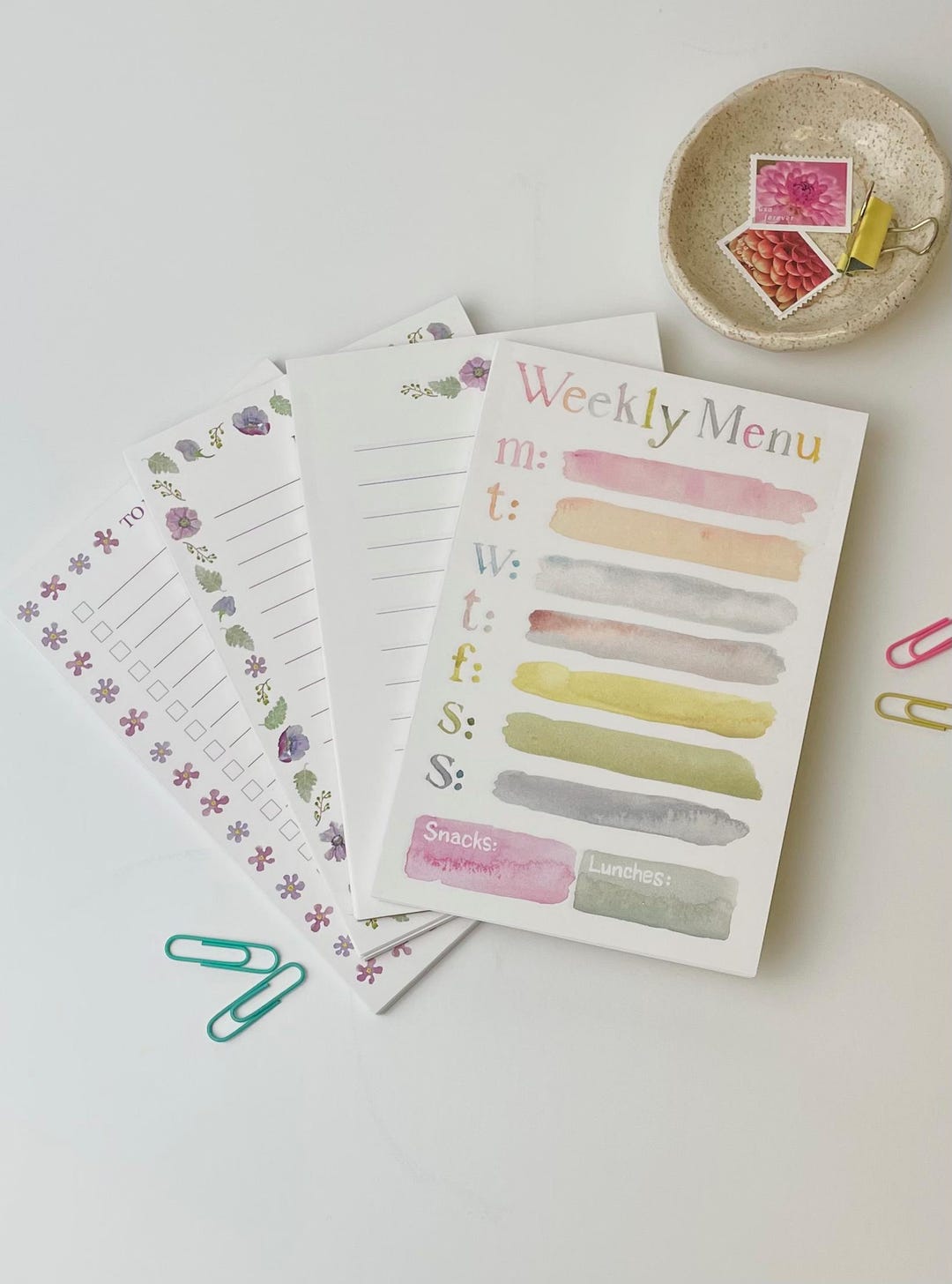 Watercolor Floral Notepad: Weekly Meal Planner & Chore List - Etsy