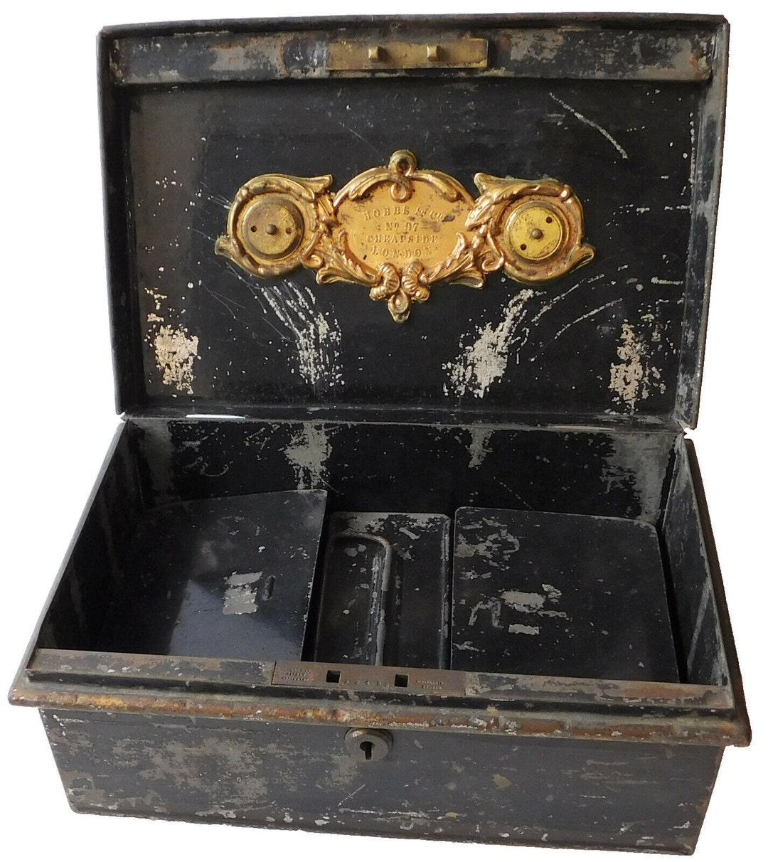 Antique Petty Cash Box With Removable Coin Tray Hobbs 12x7x4.5" Vintage ...