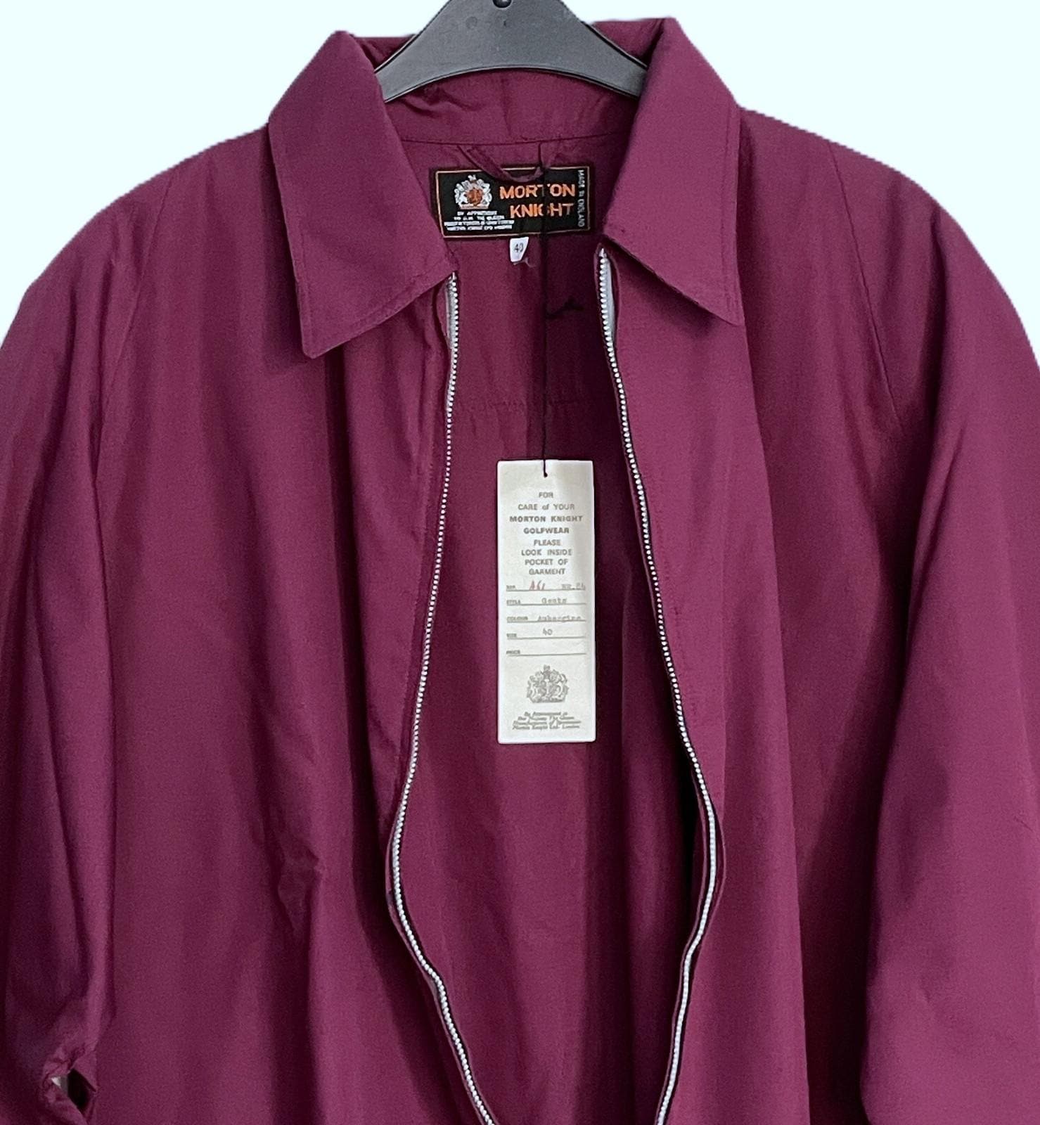 Vintage 1970s Golf Jacket Morton Knight Chest Size 40 Windbreaker 