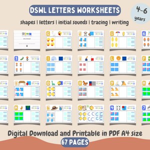 Puede incluir: Un conjunto de 67 hojas de trabajo imprimibles para niños de preescolar, con ilustraciones coloridas y actividades para aprender letras, formas y sonidos iniciales. Las hojas de trabajo están diseñadas para niños de 4 a 6 años y son perfectas para la educación en el hogar o el uso en el aula.