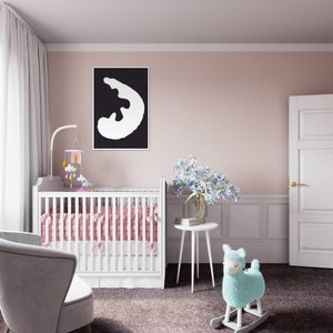 Schwarzweiss-Kinderzimmerdekor, bereit, gerahmte Plakate zu hängen,Embryo-Wand-Druck, Dekoration für neugeborene Raum
