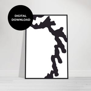 Printable Wall Art, Psychedelic Black and White Poster, Abstract Print, Modern Wall Decor, Home Decoration, Monochrome Art