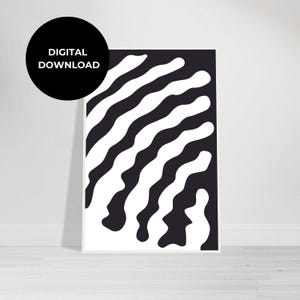 Digital Abstract Poster, Monochrome Digital Art, Psychedelic JPG Print, Black and White Wall Decor, Unique Modern Design