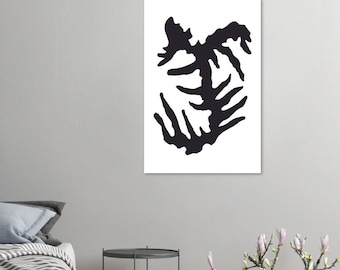 Unframed Abstract Wall Art, Monochrome Psychedelic Print, Black and White Modern Design, Minimalist Home and Office Decor, Halloween Decor
