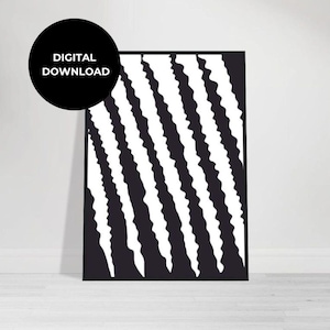Digital Monochrome Abstract Art Print, Minimalist Psychedelic Design, Black and White Wall Decor, Contemporary Home Decoration, JPG Decor