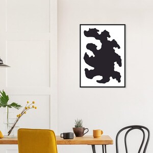 Monochrome Abstract Psychedelic Art Print, Wavy Lines Black and White Design, Framed Modern Wall Decor, Minimalist Home Decoration