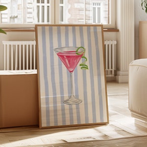 Cosmopolitan Cocktail Print, Barwagen Kunstdruck, digitaler Download, Cocktail Kunstdruck, Martini Kunstdruck, Barwagen Dekor, Cocktail Poster