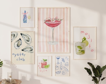 Bar Cart Prints Set, Cocktail Gallery Wall Art (Digital Download)
