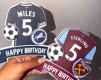 Personalised Football Shirt Cake Topper – Any Team, Name & Age