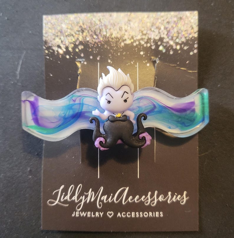 Disney Villains Cruella, Ursula And Maleficent Resin Hair Clips Ursula