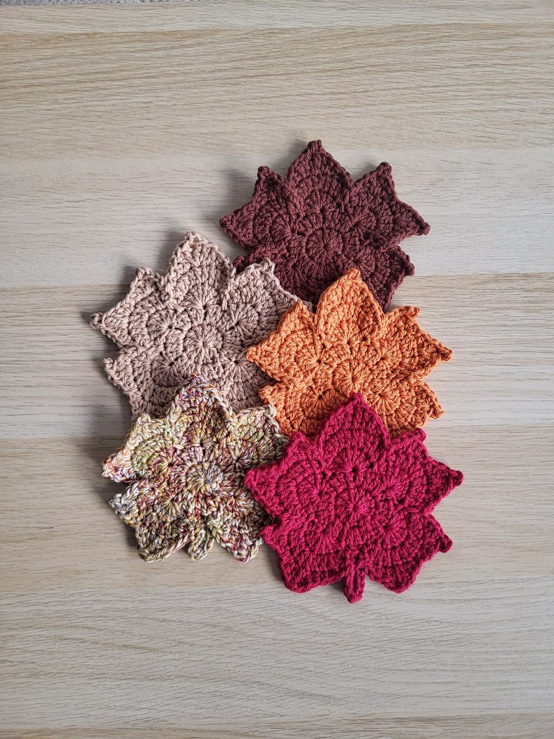 Crochet Autumn Leaf Coaster Pattern: Fall Decor (PDF Pattern) - Etsy