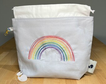 Project Bag, Knitting, Crochet Project Bag, Rainbow Pride Medium Drawstring Bag