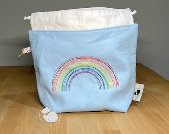 Project Bag, Knitting, Crochet Project Bag, Rainbow Pride Medium Drawstring Bag