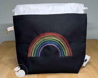 Project Bag, Knitting, Crochet Project Bag, Rainbow Pride Medium Drawstring Bag