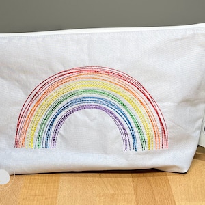 Project Bag, Knitting, Crochet Project Bag, Rainbow Pride Open Wide Zippered Pouch
