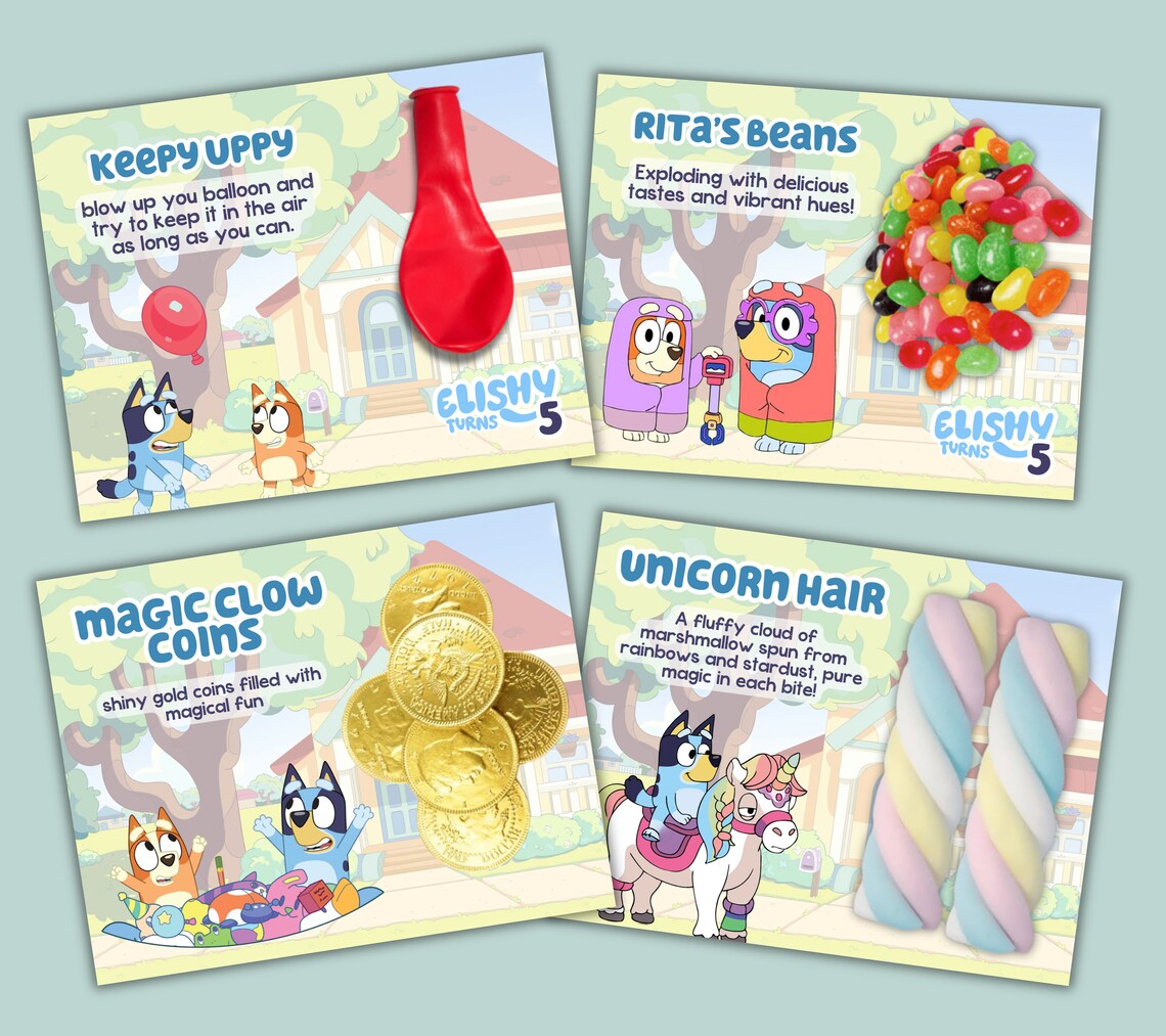 10 Bluey Party Favor Printables, Birthday Treat Blundles Bluey ...
