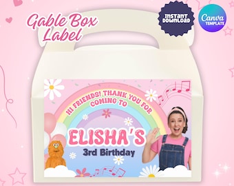 Editable Ms Rachel Gable Box Label, Ms Rachel Party Favor Bag Label, Party Gift Bags Label Printable, Canva