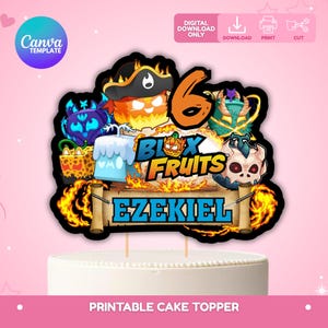 Editable Game Blox Fruits Cake Topper, Blox Fruit Birthday Topper, Blox Topper, Gamer Cake Topper, Canva