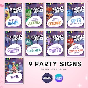 Editable Inside out Party Signage, Inside out Party Signs, Inside Out Printable Party Banner Signs, Birthday Table Siganges