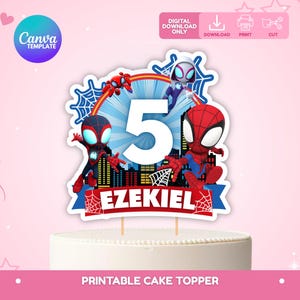 Editable Spidey and Friends Cake Topper, Spidey Birthday Cake Topper, Spidey and his Friends Printable Topper, Spidey Party Decor