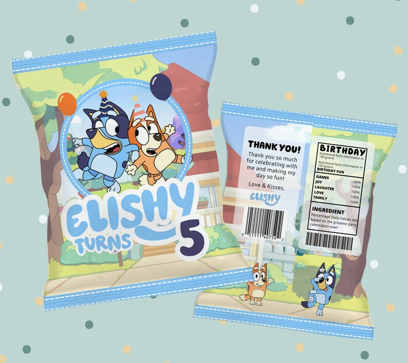 Editable Bluey Party Printable Bundle, Bluey Chip Bag Juice Water Label ...