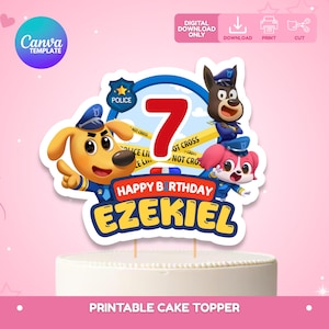 Editable Police Sheriff Cake Topper, Police Labrador Cake Topper, Police Safety Sheriff Topper, Party Decor Digital Template